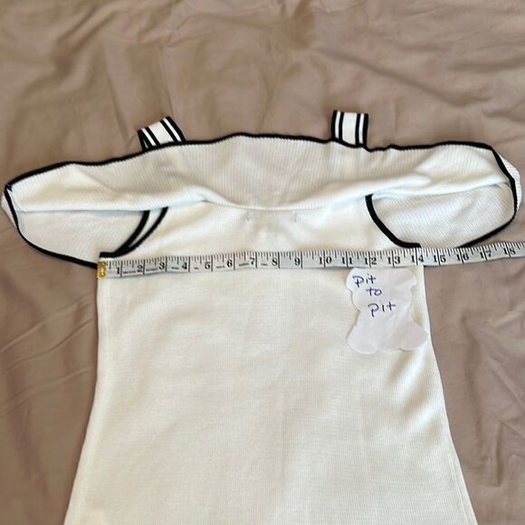 Banana Republic szXS cold shoulder white with black trim summer sweater EUC - Picture 8 of 9